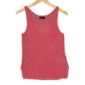 Gap Apple Blossom Linen-Cotton V-Neck Rib-Knit Sleeveless Sweater Tank Top Sz S